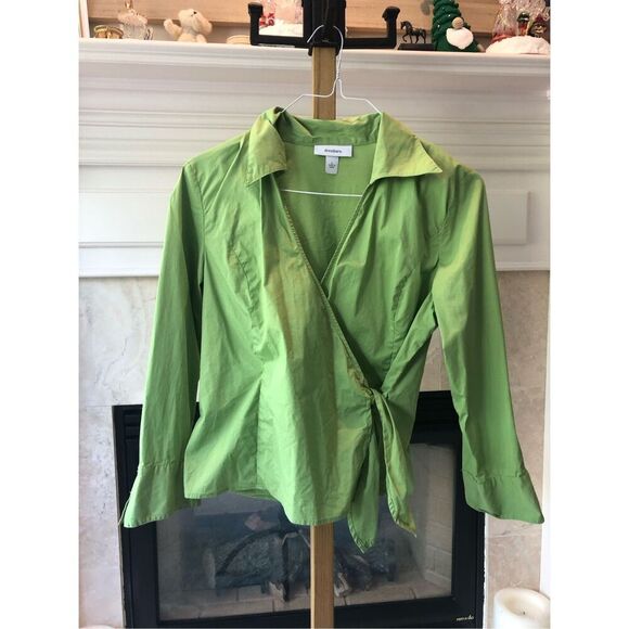 Dress Barn Women’s Light Green Wrap Style Collared Blouse Size L - Picture 1 of 5